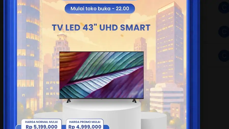 Diskon Besar TV LED 43 UHD Smart di Transmart